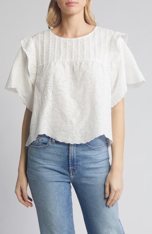 Eyelet Ruffle Top in Off White