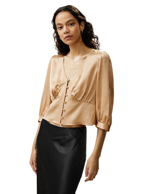 Shop Lilysilk X Sonia Fitted Retro Corset Silk Top In Brown