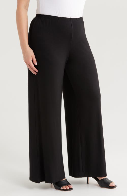 Shop 24seven Comfort Apparel Elastic Waist Stretch Flare Pants In Black