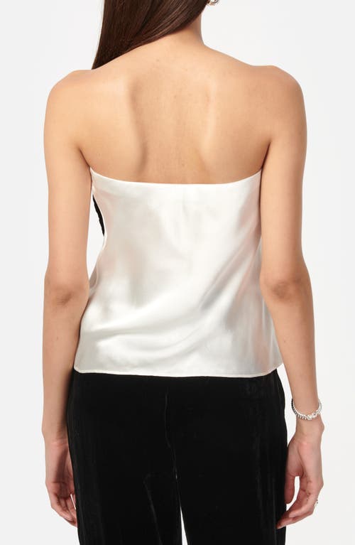 Shop Cami Nyc Lora Velvet Bow Strapless Silk Top In White