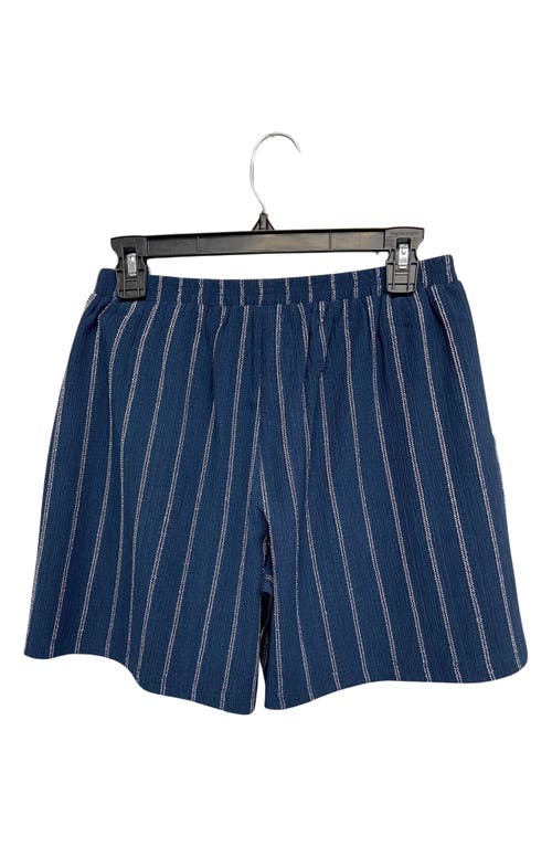 Shop Ruby & Wren Stripe Pull-on Shorts In Patriot Blue/white