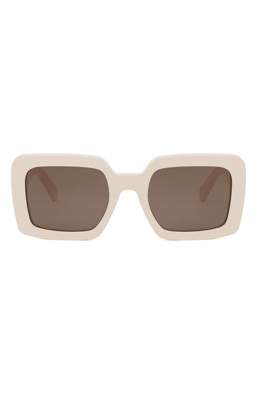 Shop Celine Triomphe 56mm Square Sunglasses In Ivory/brown