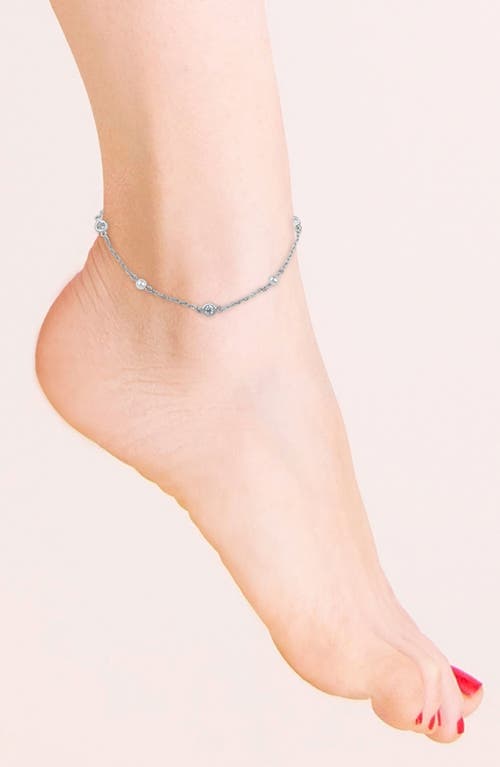 Shop Cz By Kenneth Jay Lane Cz & Freshwater Pearl Station Anklet In White/clear/silver
