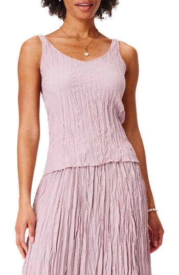 Nic + Zoe Nic+zoe Crinkle Crush Plissé Tank In Blushed Khaki