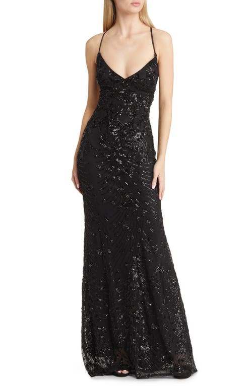 Lulus Photo Finish Sequin High-Low Maxi Dress in Black