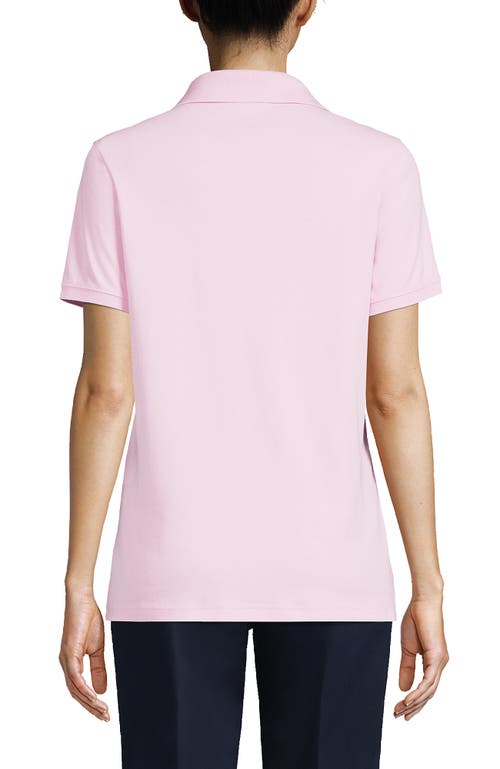 Shop Lands' End School Uniform  Short Sleeve Interlock Polo Shirt In Ice Pink