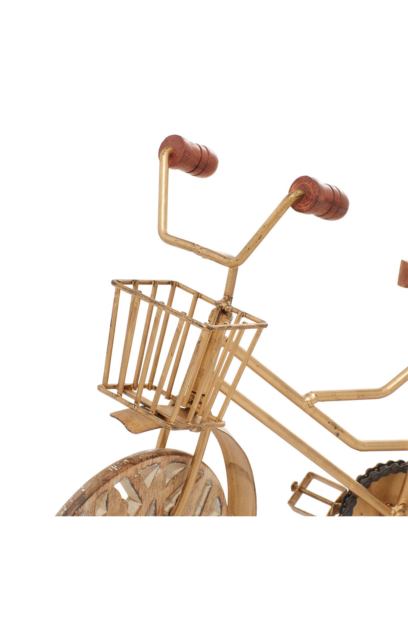 WILLOW ROW Goldtone Metal Bike Sculpture with Carved Wood Wheels Nordstromrack