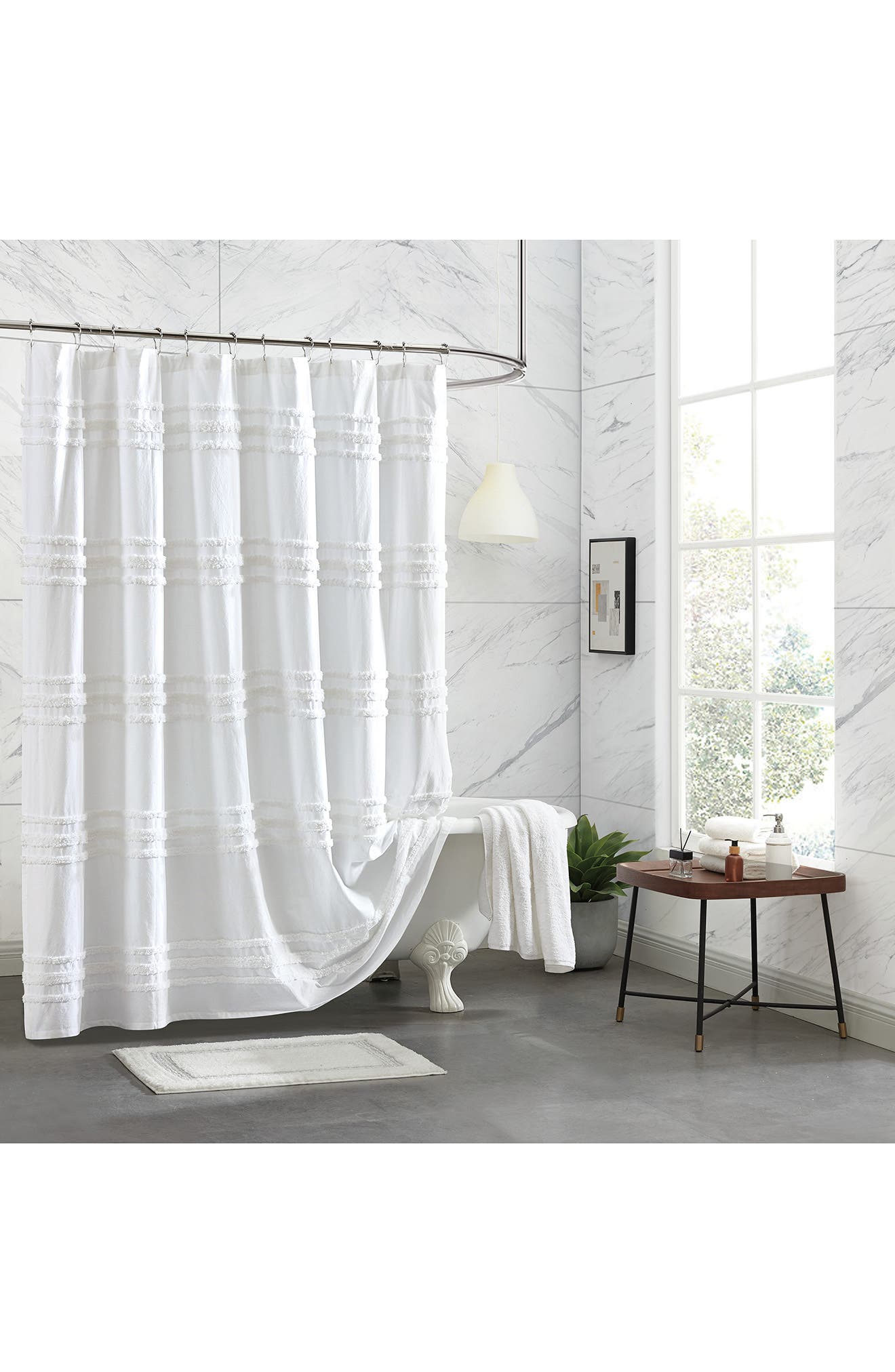 Grey/Brown Unique Size MSV Shower Curtain 