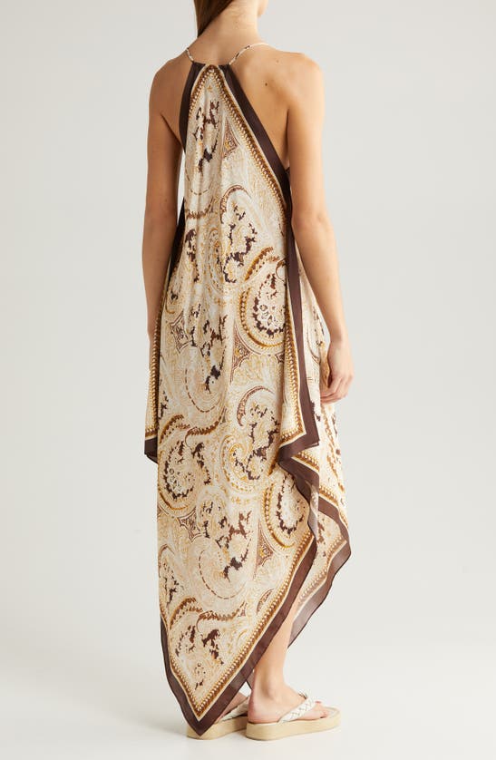 Shop L Agence L'agence Elise Paisley Halter Cover-up Midi Dress In Chocolate