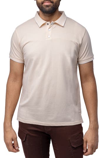 X-ray Men's Short Sleeve Pieced Pique Tipped Polo In Sand