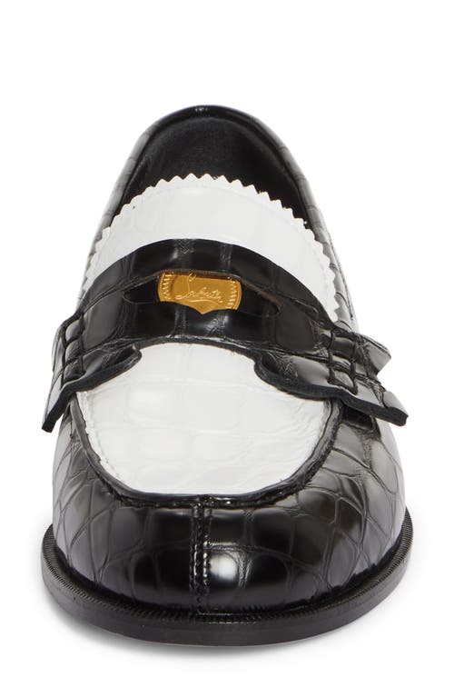 Shop Christian Louboutin Penny Loafer In White/black