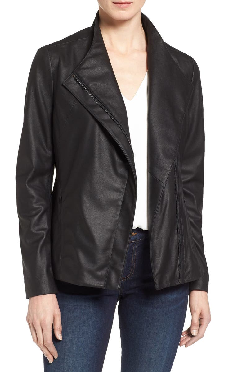 Tahari Kelly Leather Peplum Jacket (Regular & Petite) | Nordstrom
