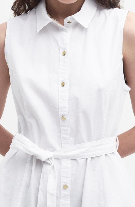 Shop Barbour Reil Sleeveless Stretch Cotton Shirtdress In White