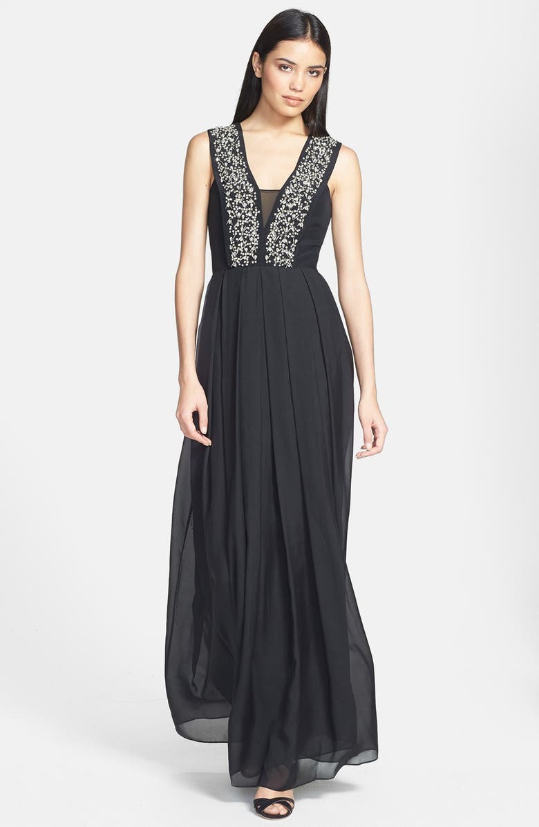 Rebecca Taylor Embellished Silk Gown | Nordstrom