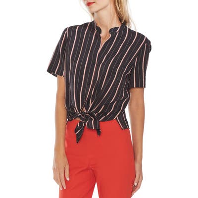 Vince Camuto Stripe Button Front Shirt, Black