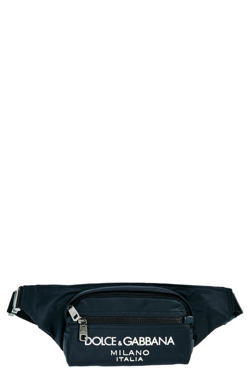 Shop Dolce & Gabbana Dolce&gabbana Rubber Logo Nylon Belt Bag In Blue/blue Navy