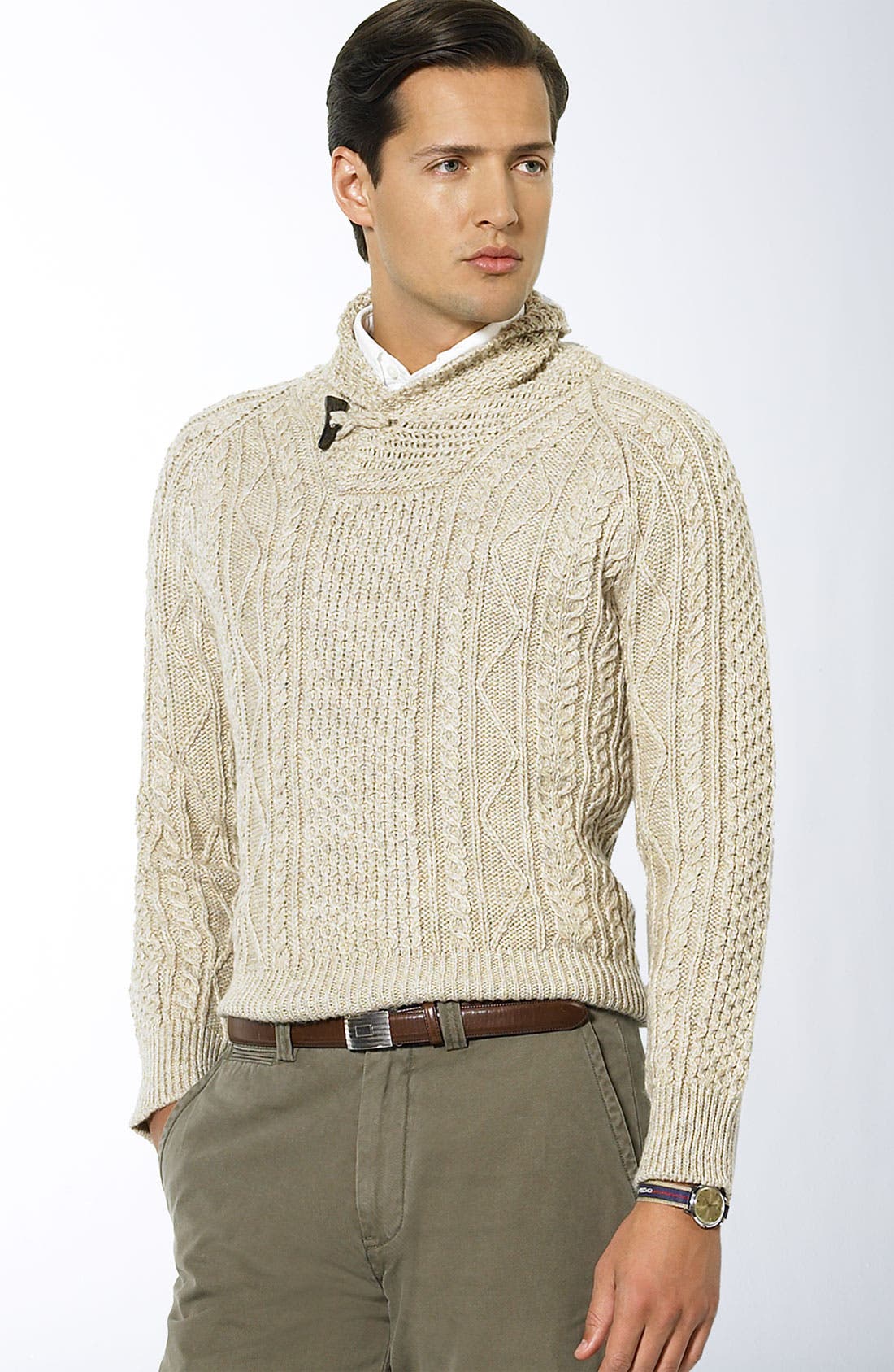 polo shawl collar sweater