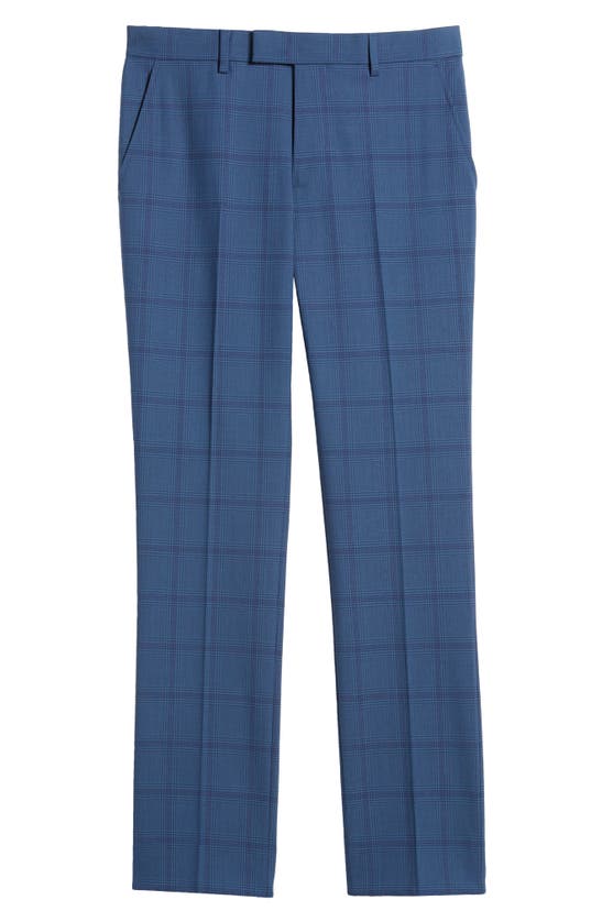 Shop Open Edit Extra Trim Fit Plaid Wool Blend Trousers In Teal Ombra Plaid