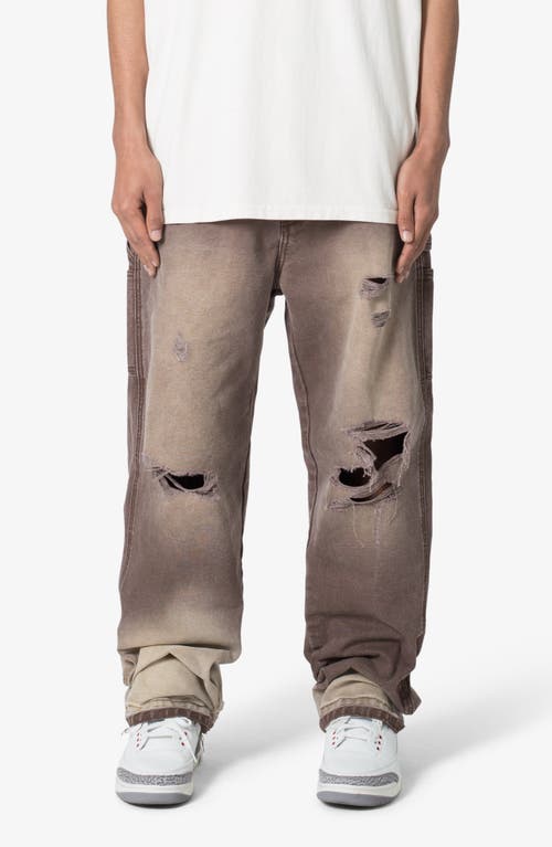 Mnml Ultra Baggy Ripped Work Pants In Brown
