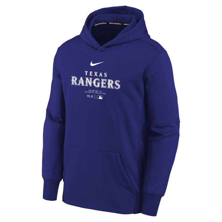 Shop Nike Youth  Royal Texas Rangers Authentic Collection Performance Pullover Hoodie