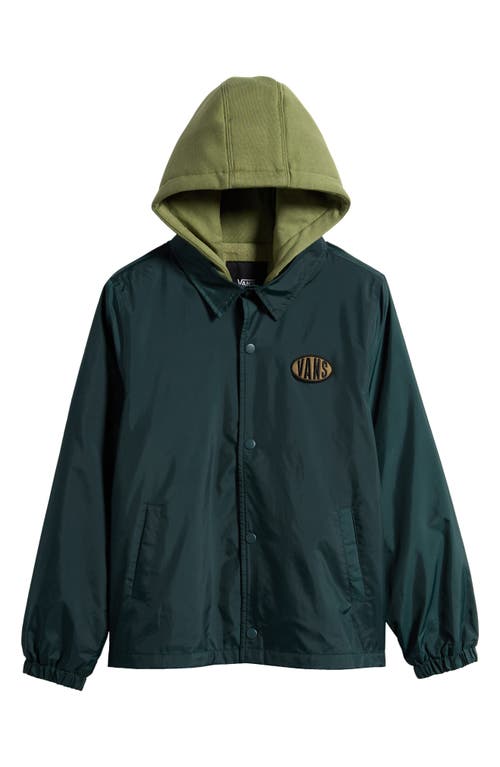 Shop Vans Kids' Riley Hooded Coaches Jacket In Green Gables