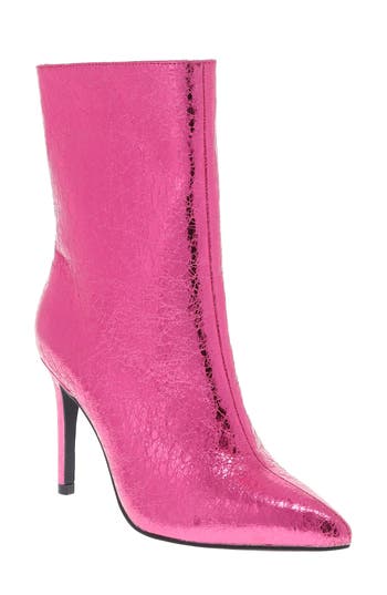 Mia Mardi Pointed Toe Bootie In Hot Pink