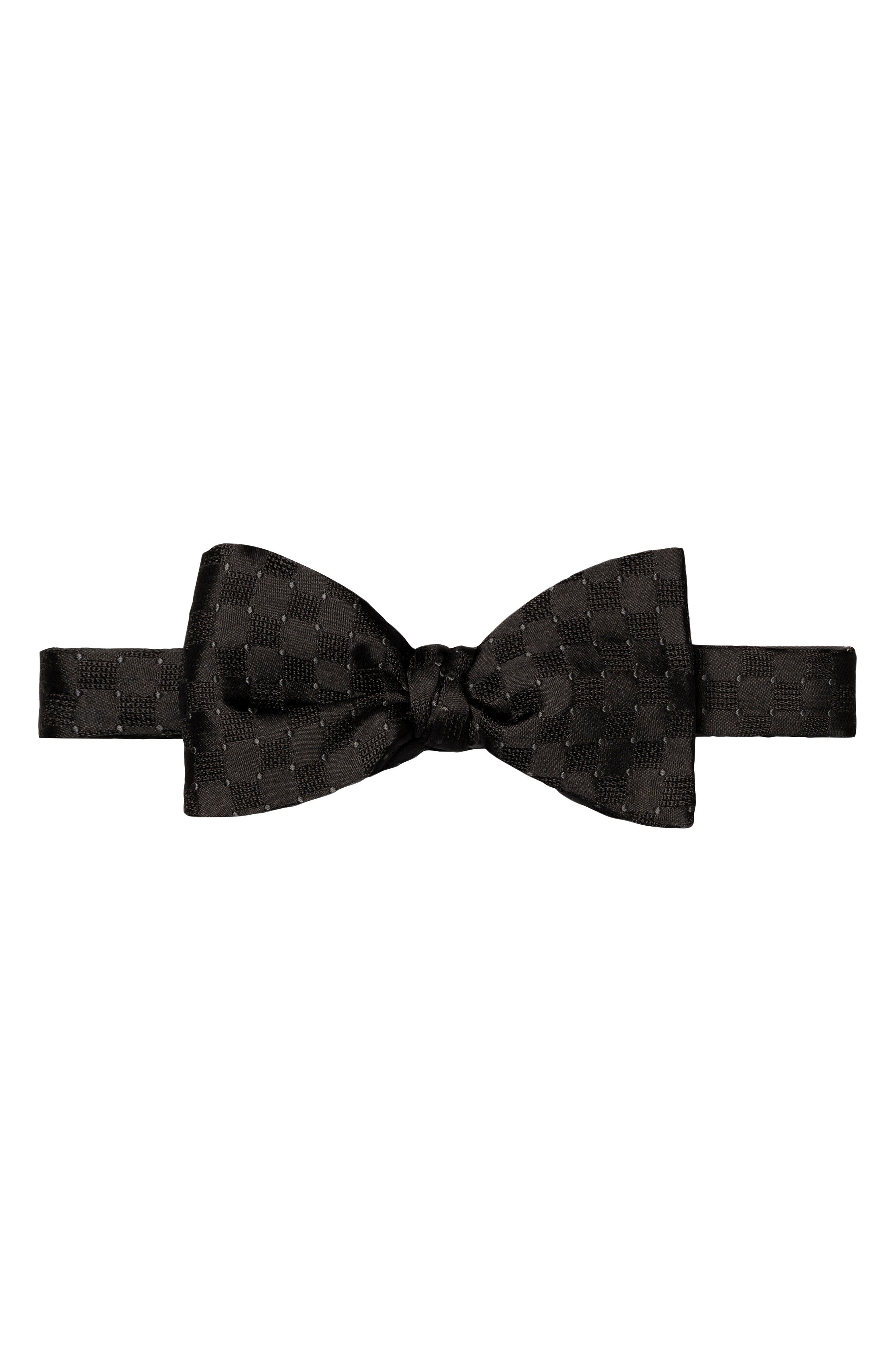 Eton Check Silk Bow Tie in Black Cover