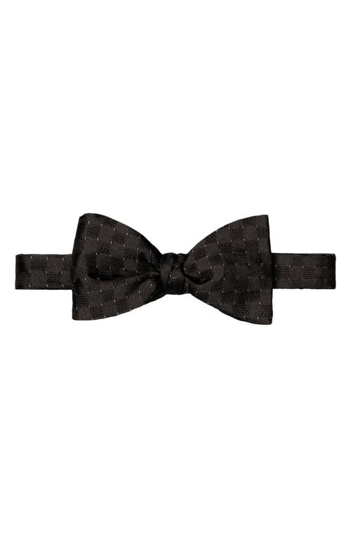 Eton Check Silk Bow Tie In Black