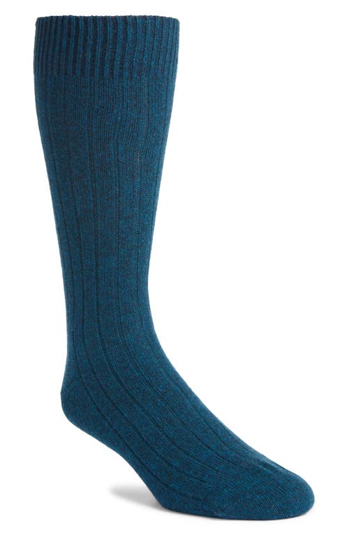 Waddington Cashmere Blend Dress Socks in Dk Turquoise Mix