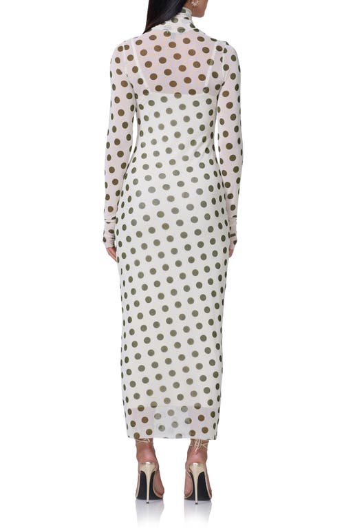 Shop Afrm Shailene Long Sleeve Turtleneck Mesh Dress In Birch Dot