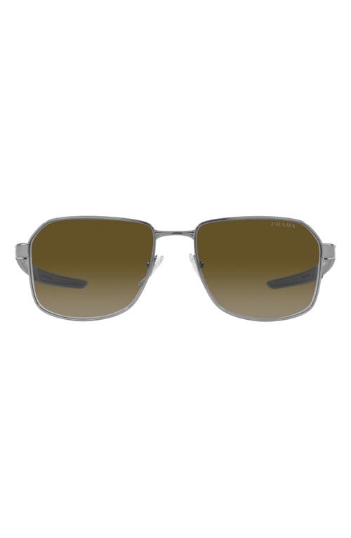 57mm Gradient Rectangular Sunglasses in Gunmetal