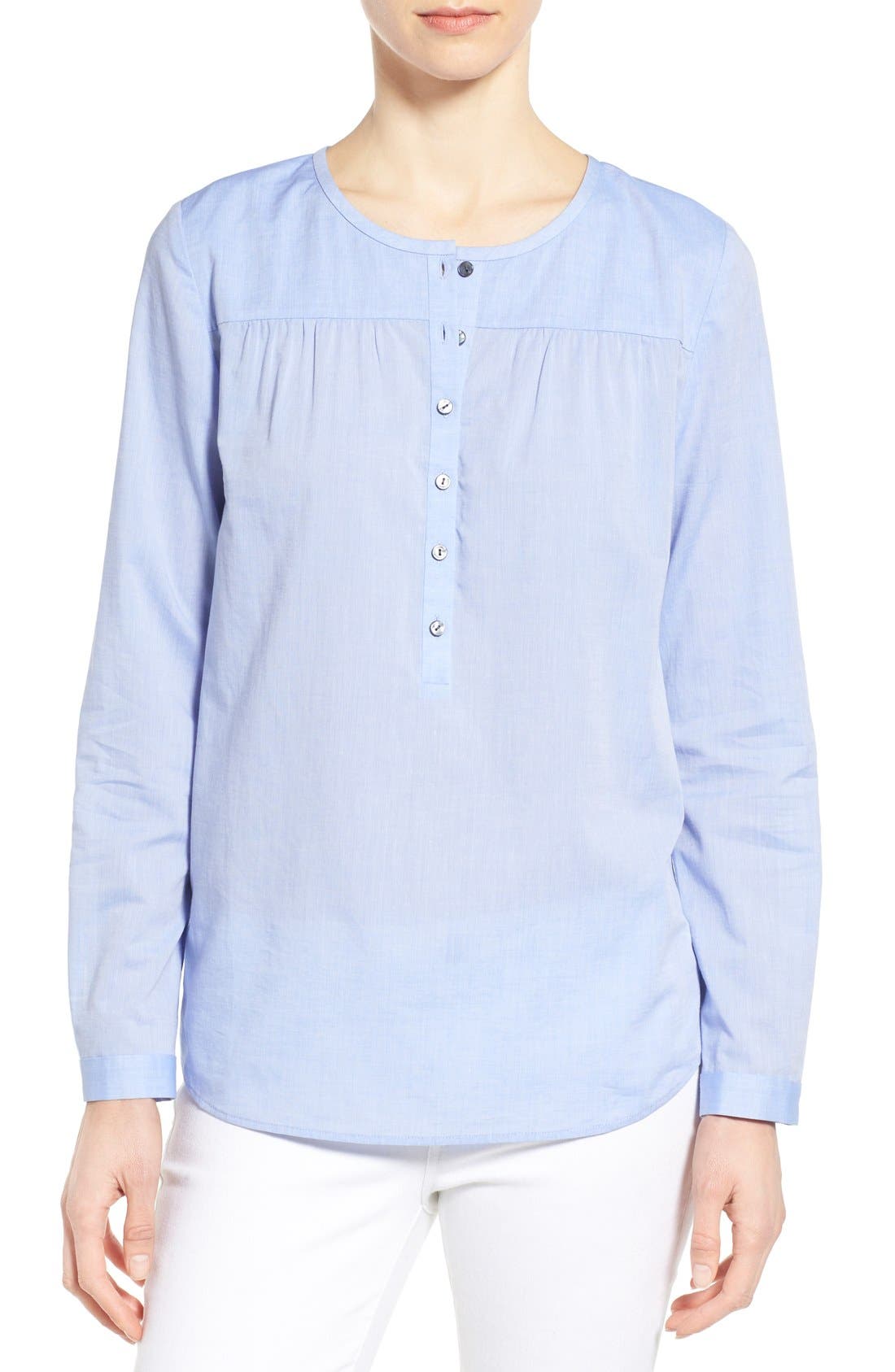 Nordstrom Collection Collarless Cotton Voile Blouse Nordstrom