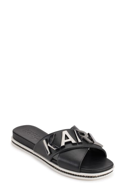 Karl Lagerfeld Paris Janie Crisscross Slide Sandal in Black