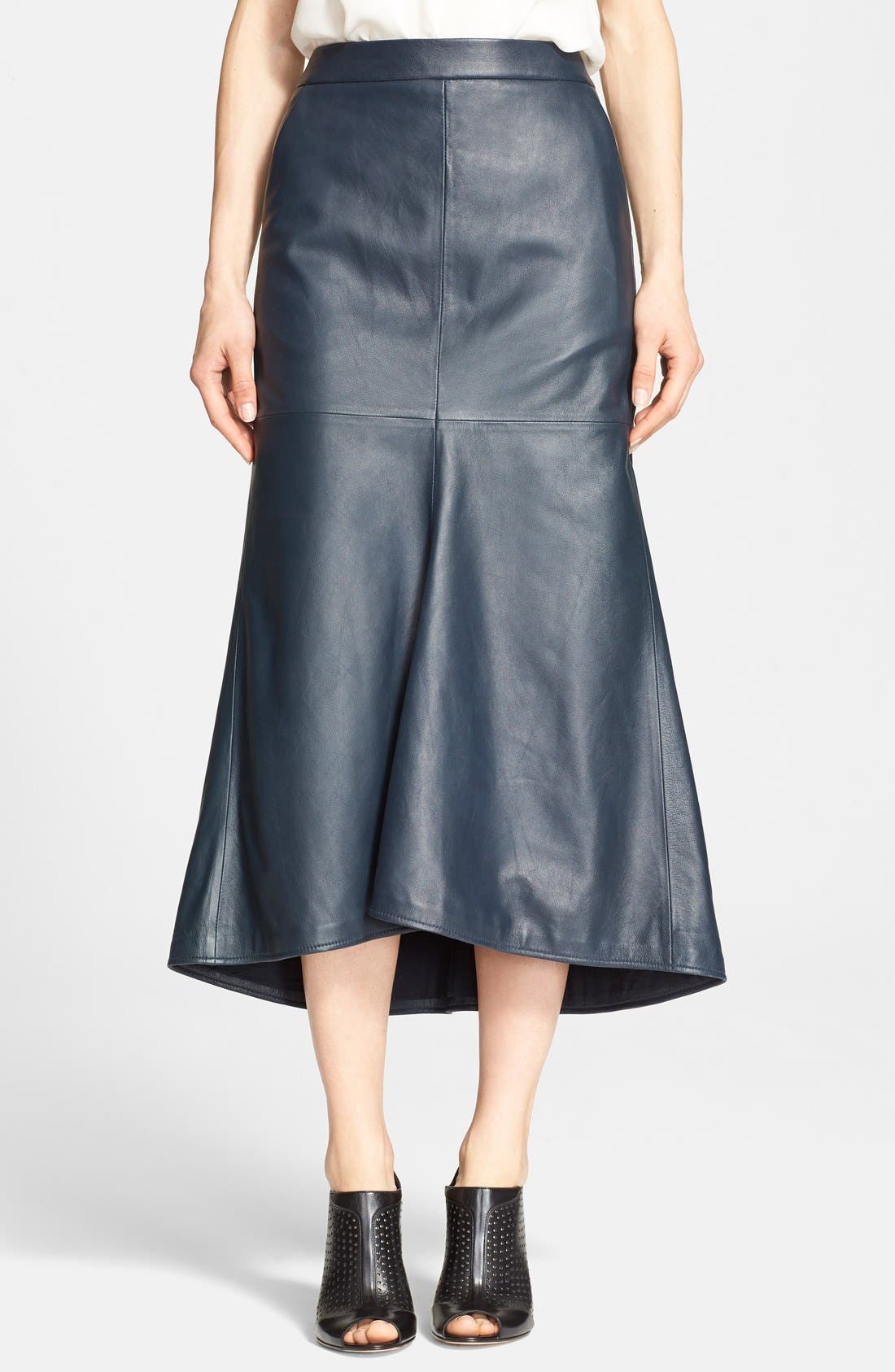 tibi leather midi skirt