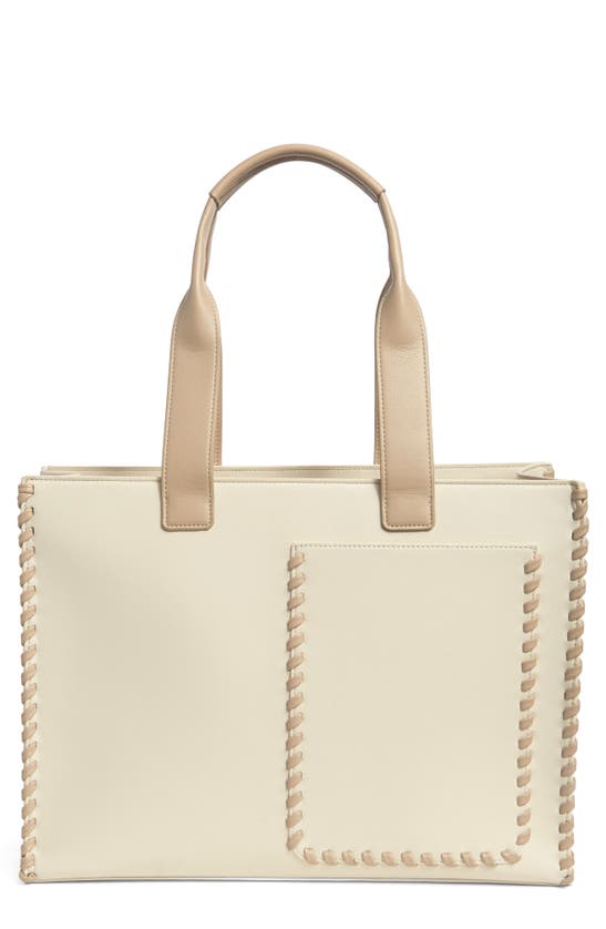 Shop Bcbg Whipstitch Tote Bag In Neutral Combo