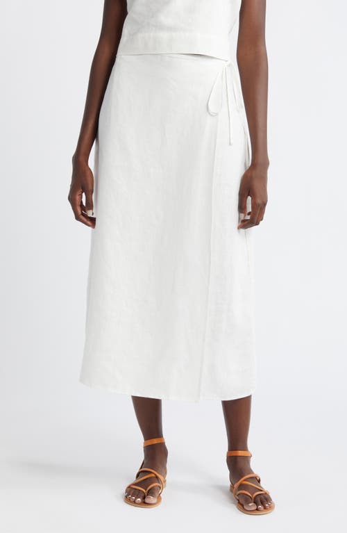 Carly Linen Wrap Skirt in White