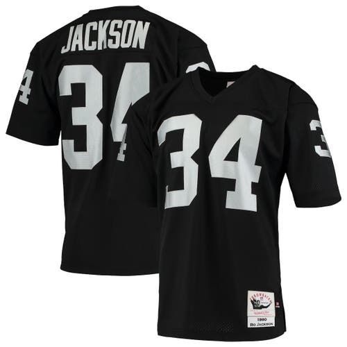 Men's Mitchell & Ness Bo Jackson Black Los Angeles Raiders Retired Player Mesh Name & Number Hoodie T-Shirt