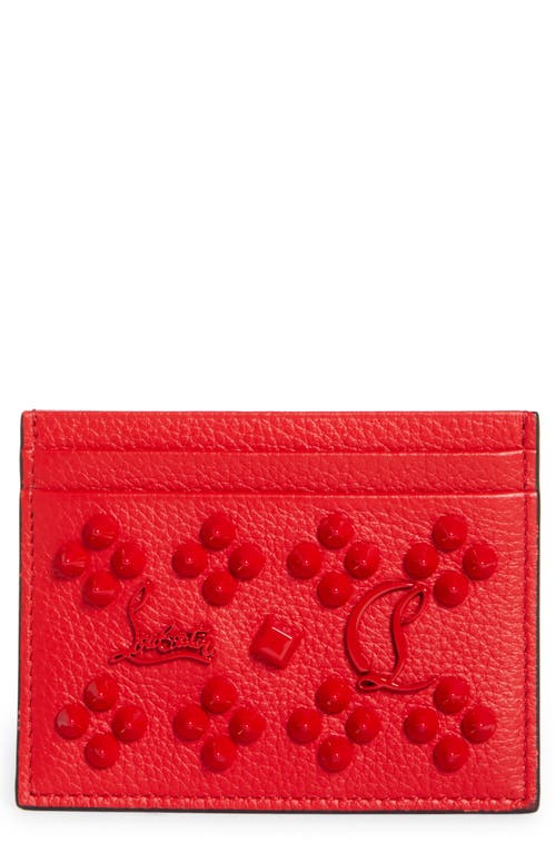 Christian Louboutin Kios Simple Leather Card Case In Red