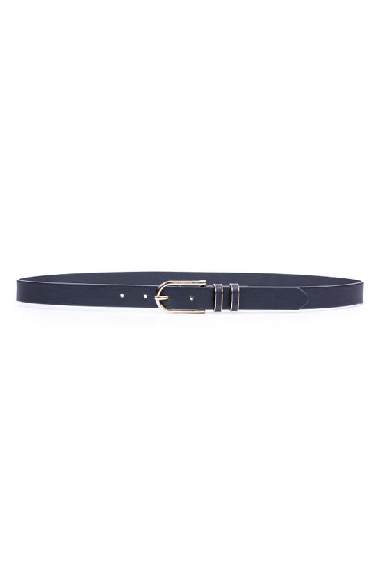 Linea Pelle Double Keeper Faux Leather Belt In Black