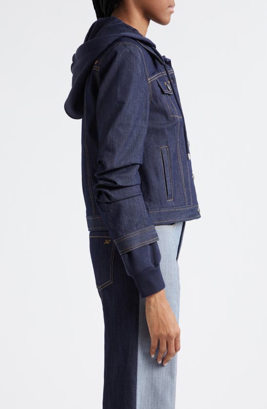 Cinq À Sept Jess Hooded Denim Jacket In Indigo