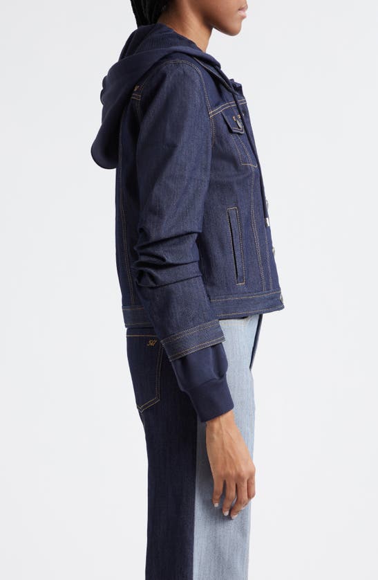 Shop Cinq À Sept Jess Hooded Denim Jacket In Indigo