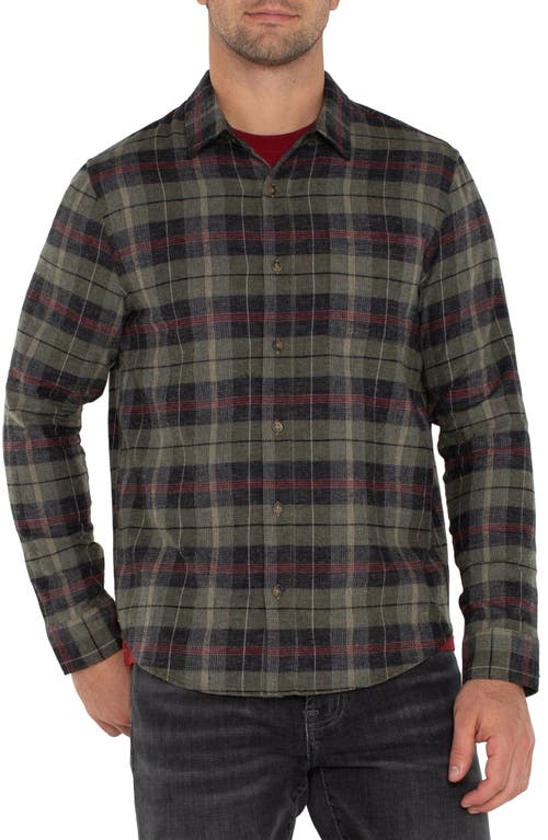 Shop Liverpool Plaid Button-up Shirt In Olive/black Multi