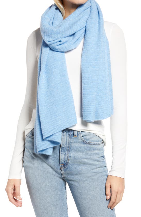 Nordstrom Cashmere Rib Scarf In Blue Lake Heather