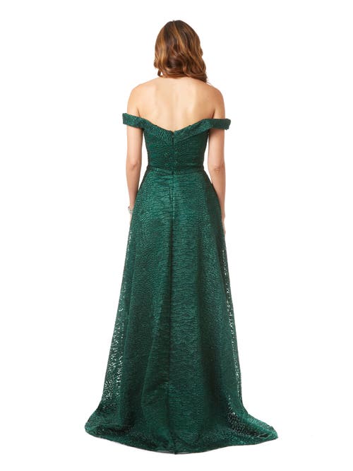 Lara New York Off Shoulder Ballgown In Forest