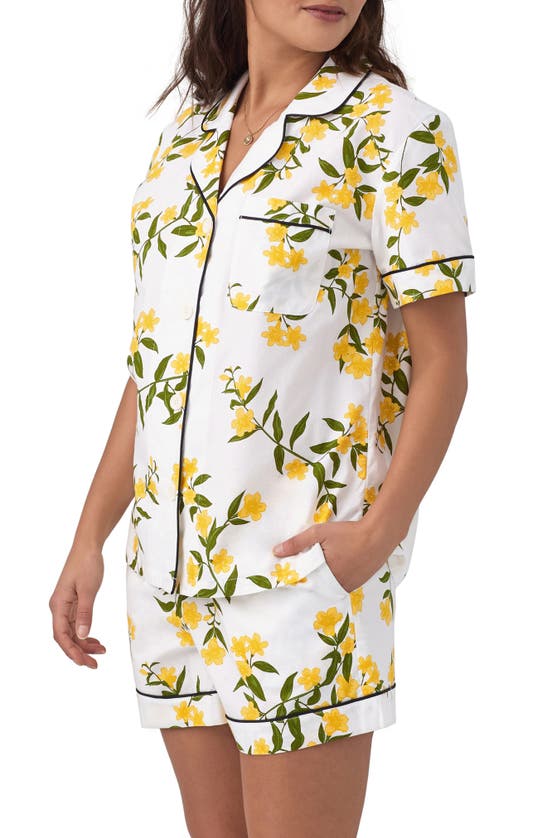 Shop Bedhead Pajamas Print Organic Cotton Sateen Short Pajamas In Carolina Jasmine