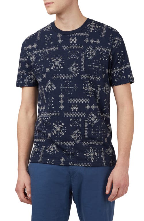 Geo Bandana Print T-Shirt in Dark Navy