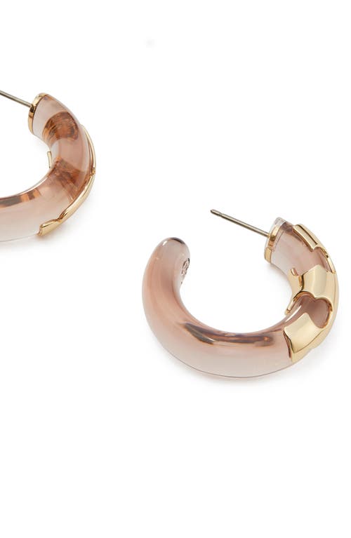 Shop Tory Burch Resin Hoop Earrings In Tory Gold/lilac