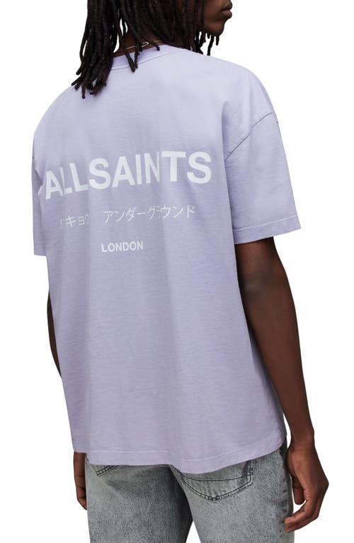 Shop Allsaints Underground Oversize Organic Cotton Graphic T-shirt In Sugared Lilac