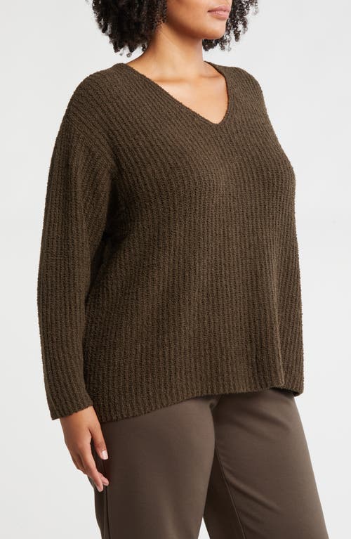 Shop Eileen Fisher V-neck Organic Cotton & Cashmere Blend Sweater In Wren