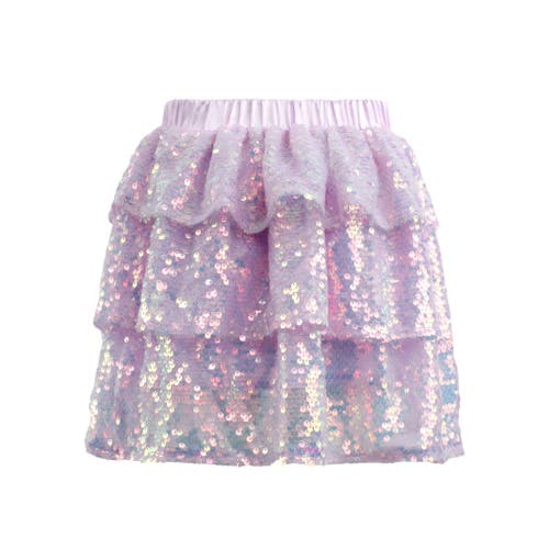 Lola + The Boys Iridescent Shimmer Sequin Skirt In Lavender